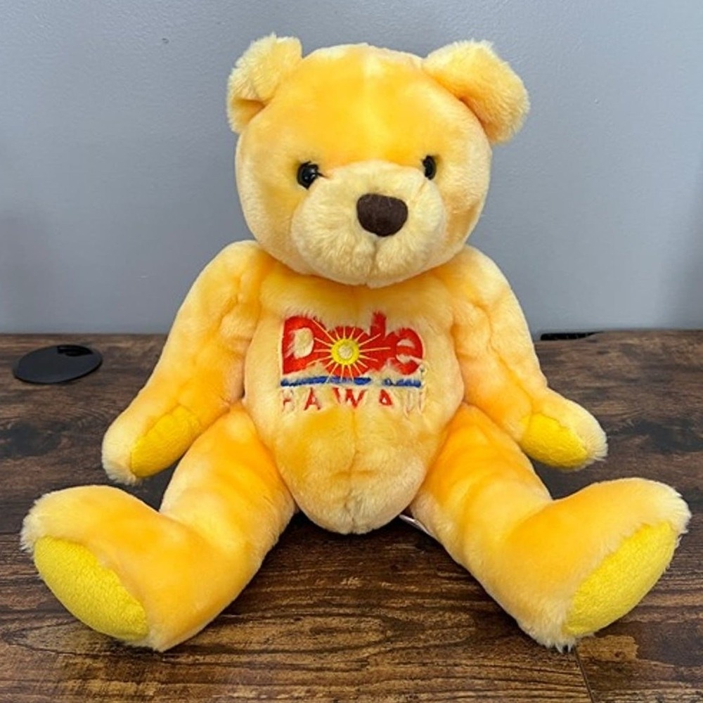 Dole Plantation Hawaii Yellow Teddy Bear Plush Stuffed Animal Souvenir Wahiawa